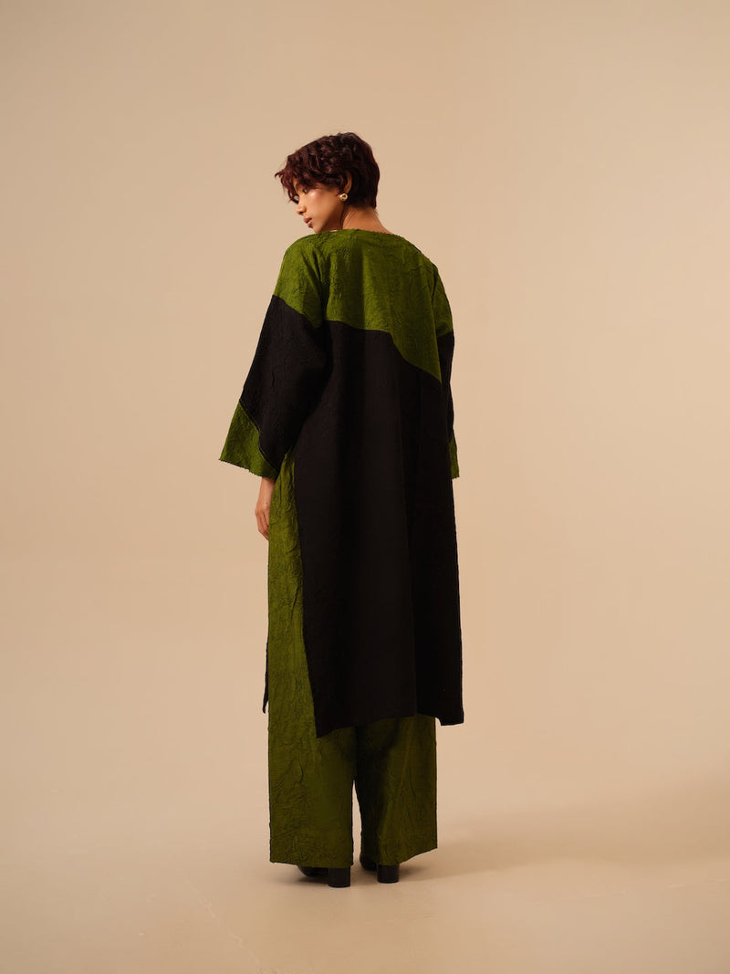 Salt Tunic-Black + Jade crushed silk kaftans and tunics by Stoique in black for women Worldwide