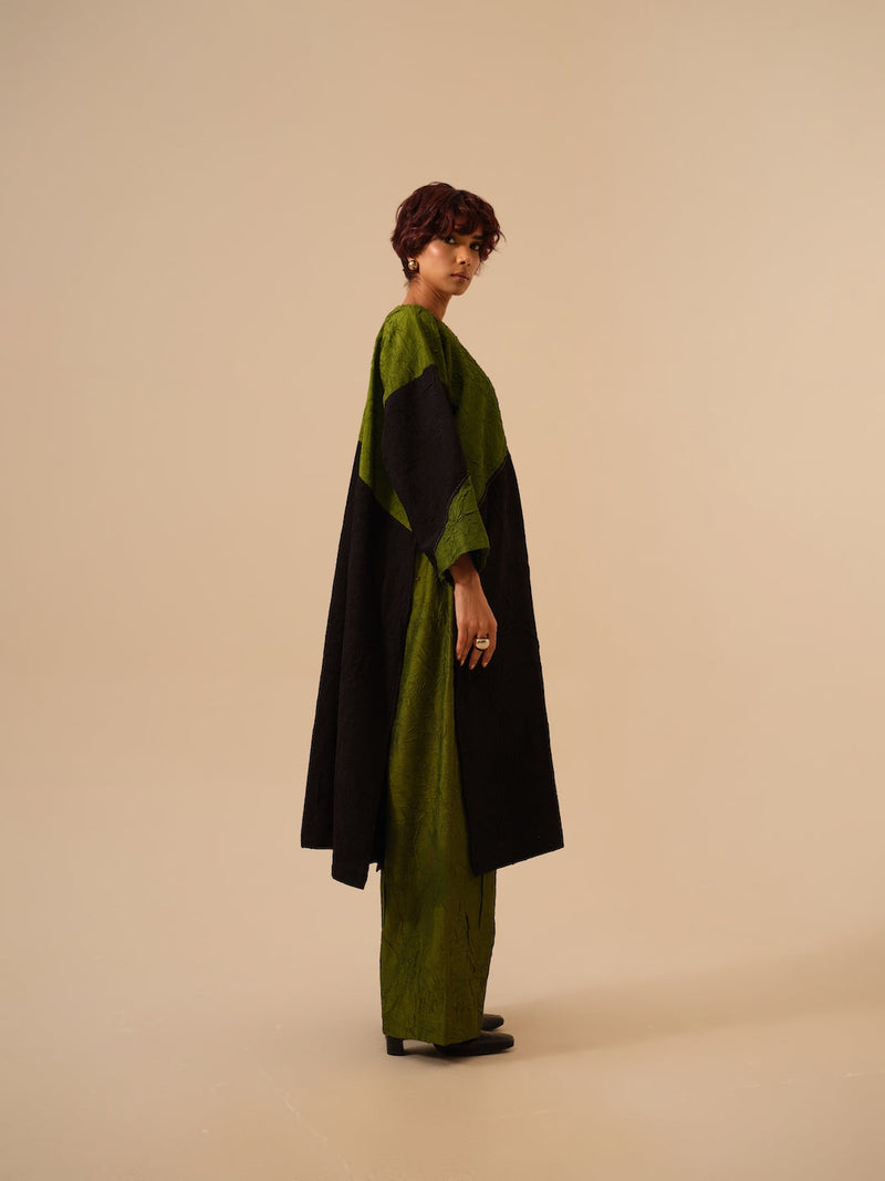 Salt Tunic-Black + Jade crushed silk kaftans and tunics by Stoique in black for women Worldwide