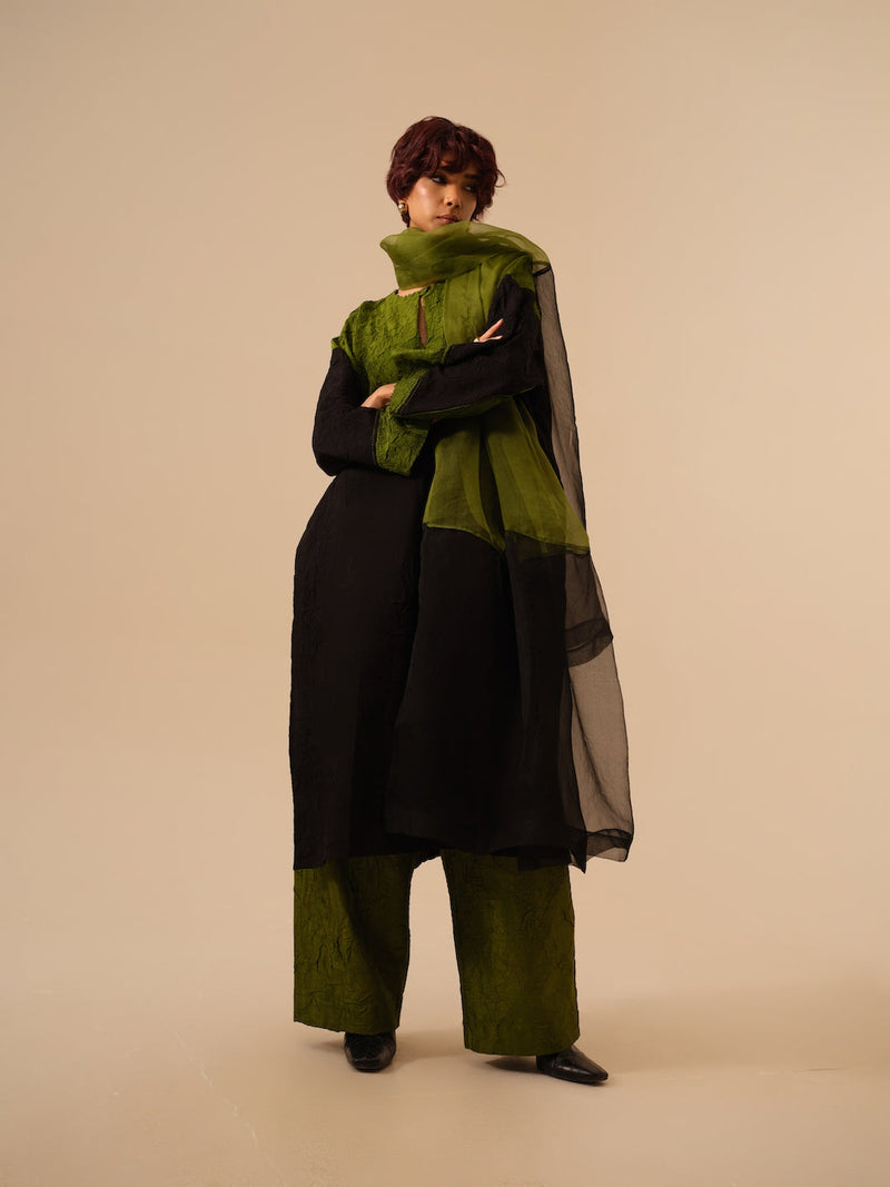Halo Scarf-Black + Jade silk organza scarf by Stoique in black for women Worldwide