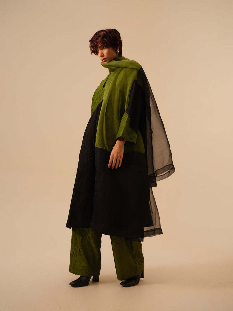 Halo Scarf-Black + Jade silk organza scarf by Stoique in black for women Worldwide