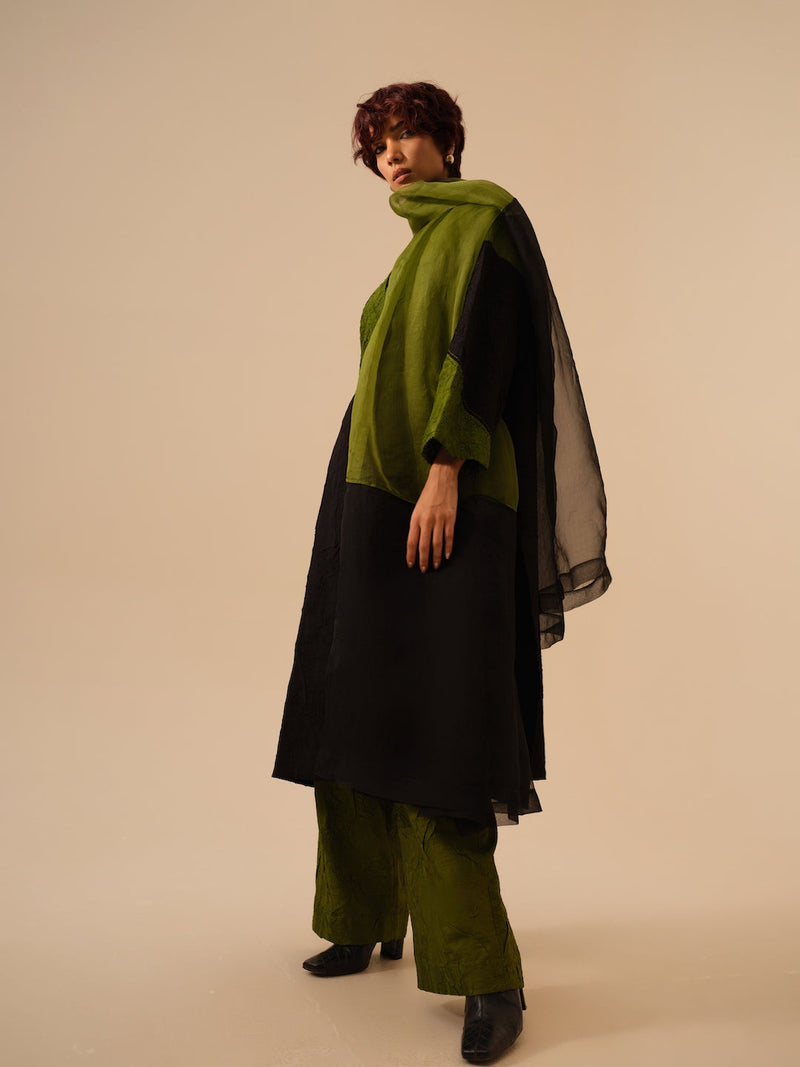 Halo Scarf-Black + Jade silk organza scarf by Stoique in black for women Worldwide