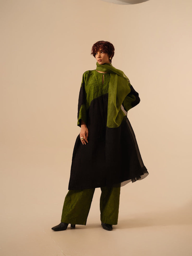 Halo Scarf-Black + Jade silk organza scarf by Stoique in black for women Worldwide