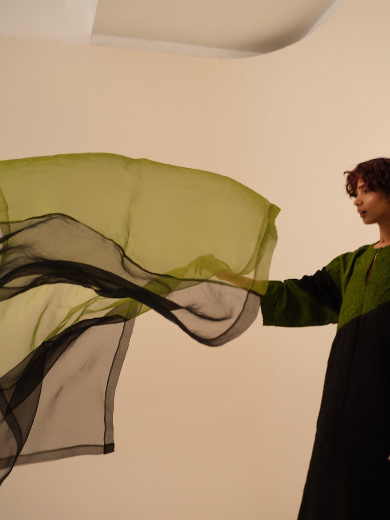 Halo Scarf-Black + Jade silk organza scarf by Stoique in black for women Worldwide