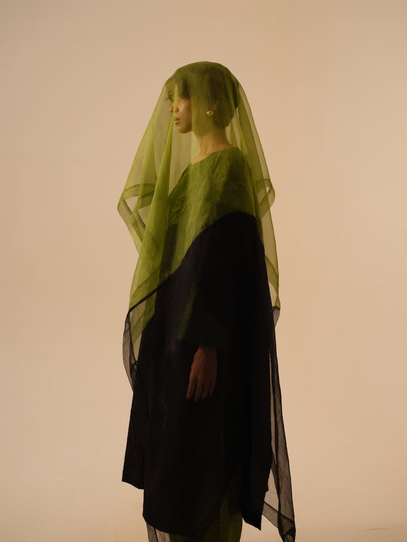 Halo Scarf-Black + Jade silk organza scarf by Stoique in black for women Worldwide