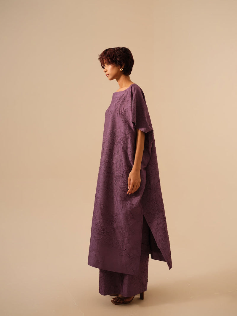 Brook Tunic-Lilac crushed silk kaftans and tunics by Stoique in lilac for women Worldwide