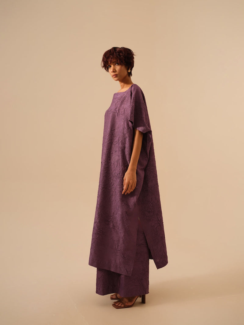 Root Pants-Lilac crushed silk pants/trousers by Stoique in lilac for women Worldwide