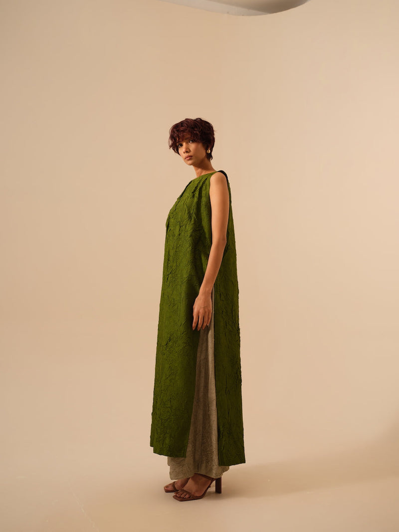Flip Tunic-Jade Green crushed silk kaftans and tunics by Stoique in green for women Worldwide