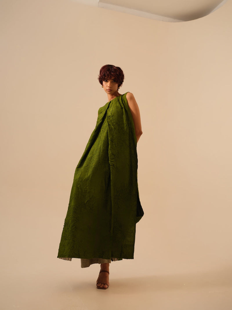 Flip Tunic-Jade Green crushed silk kaftans and tunics by Stoique in green for women Worldwide