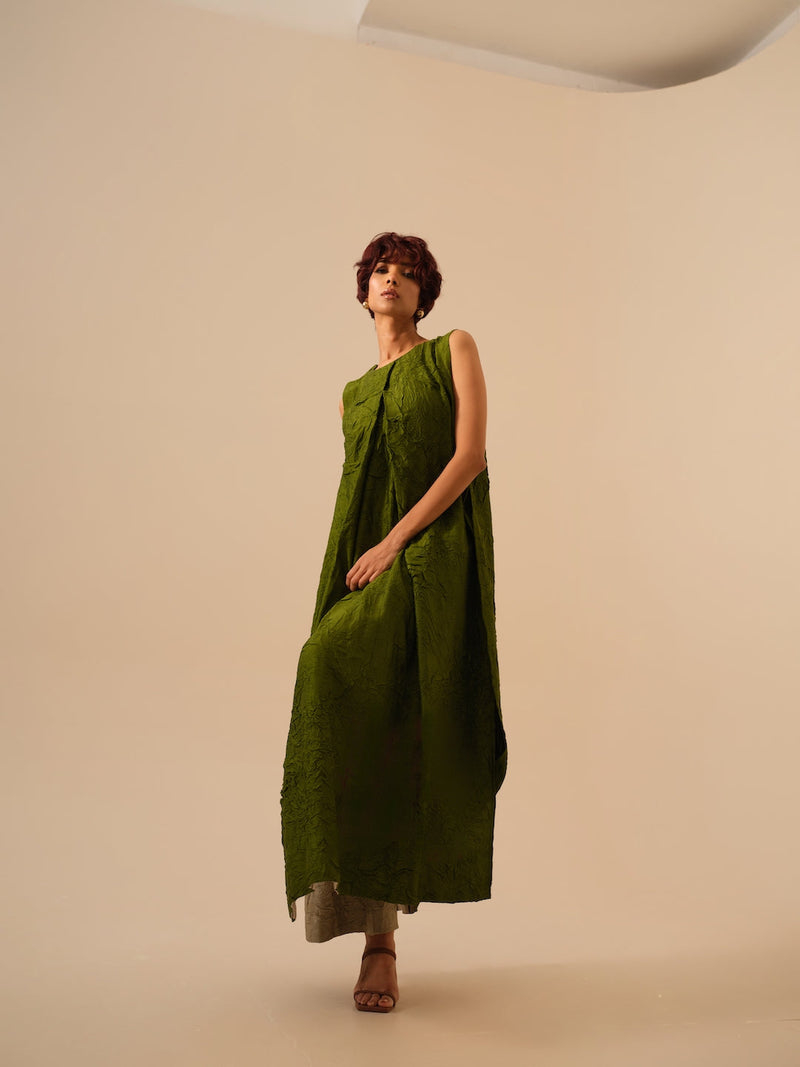 Flip Tunic-Jade Green crushed silk kaftans and tunics by Stoique in green for women Worldwide