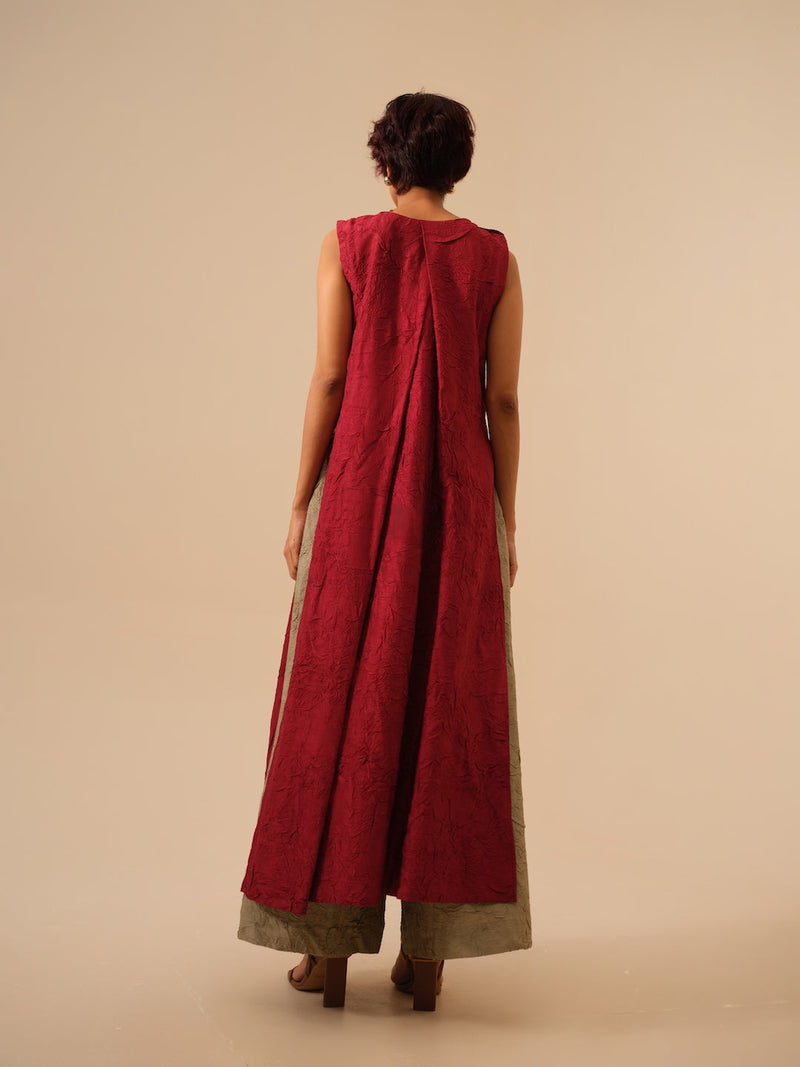 Flip Tunic-Tomato Red crushed silk kaftans and tunics by Stoique in red for women Worldwide