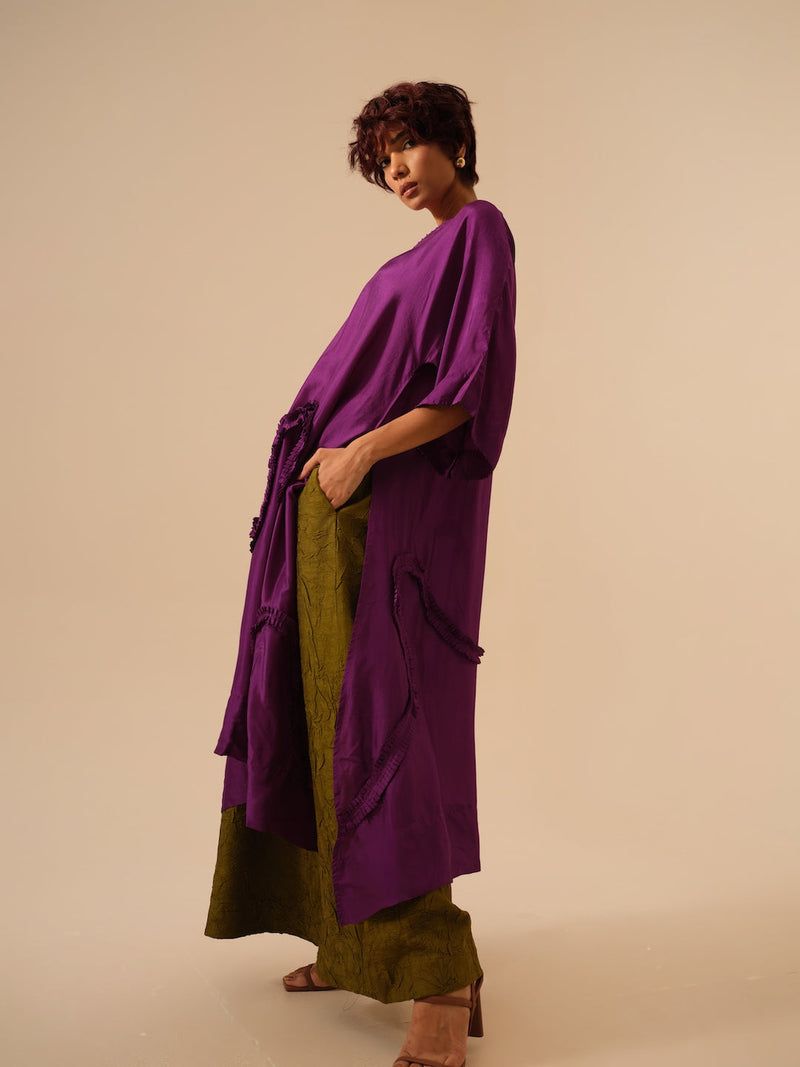 Root Pants-Moss Green (Rev/Ro/Bo/MG) crushed silk pants/trousers by Stoique in green for women Worldwide