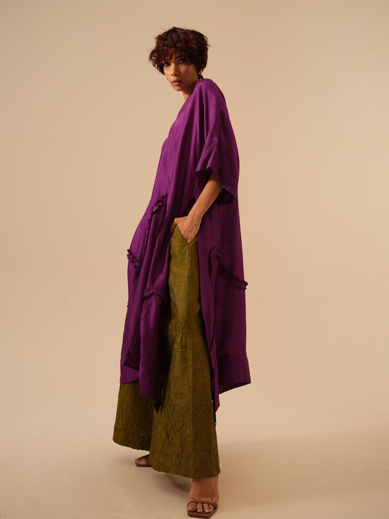 Root Pants-Moss Green (Rev/Ro/Bo/MG) crushed silk pants/trousers by Stoique in green for women Worldwide