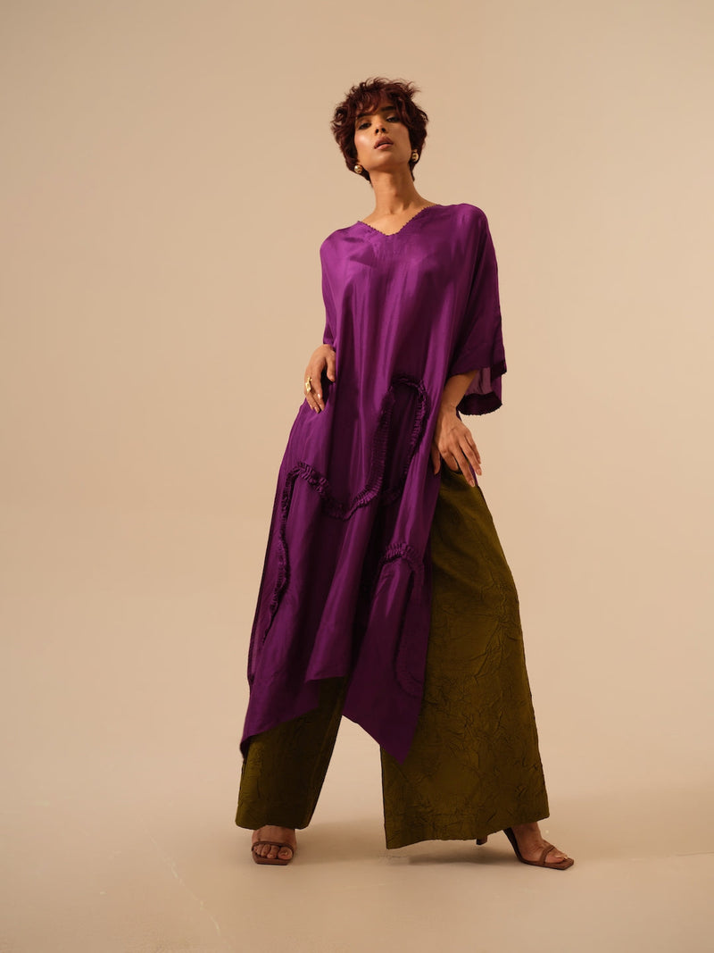 Root Pants-Moss Green (Rev/Ro/Bo/MG) crushed silk pants/trousers by Stoique in green for women Worldwide