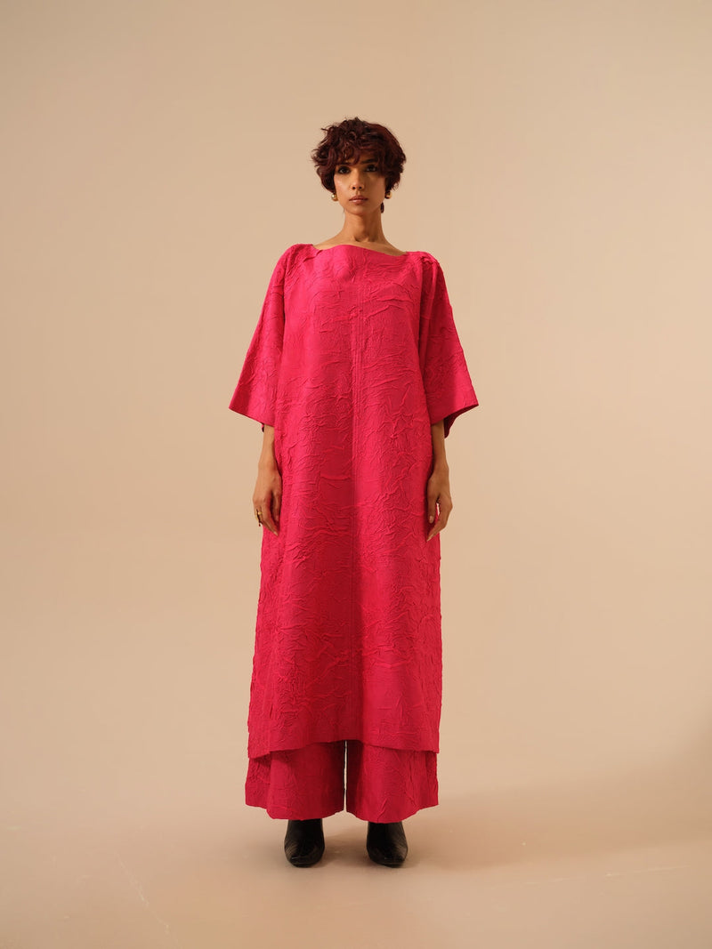 Brook Tunic-Pink crushed silk kaftans and tunics by Stoique in pink for women Worldwide