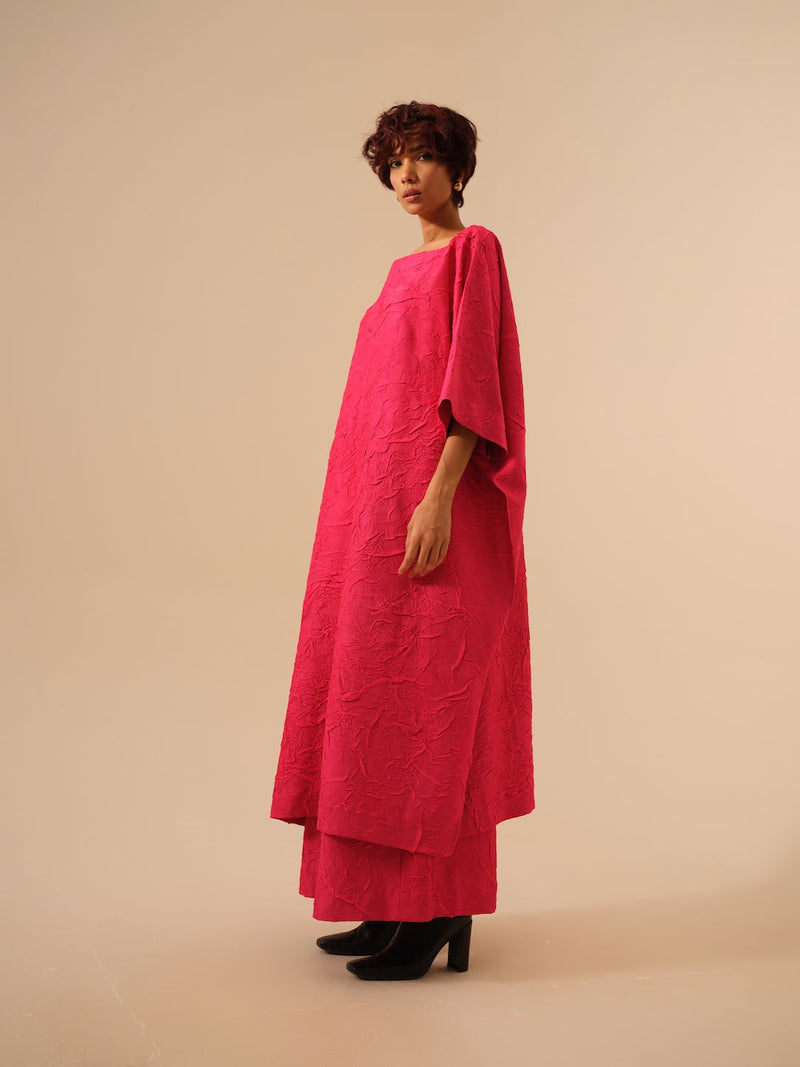 Brook Tunic-Pink crushed silk kaftans and tunics by Stoique in pink for women Worldwide