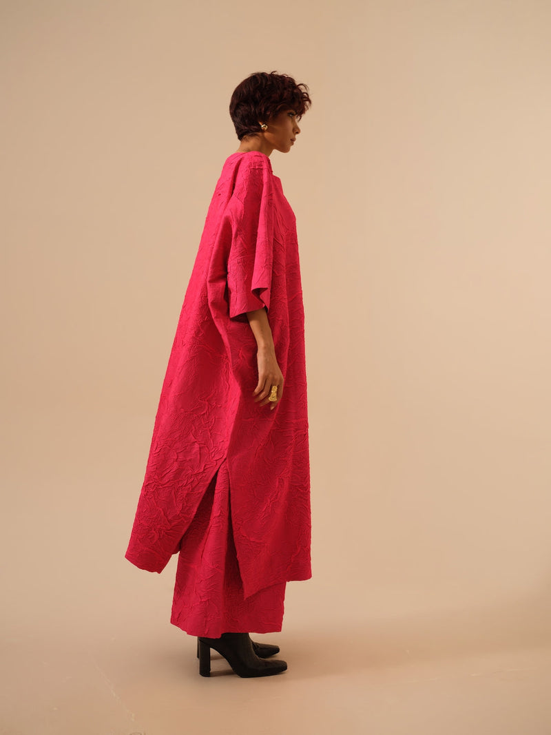 Brook Tunic-Pink crushed silk kaftans and tunics by Stoique in pink for women Worldwide