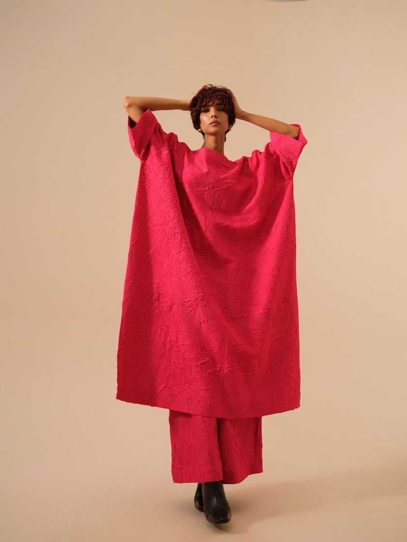 Brook Tunic-Pink crushed silk kaftans and tunics by Stoique in pink for women Worldwide