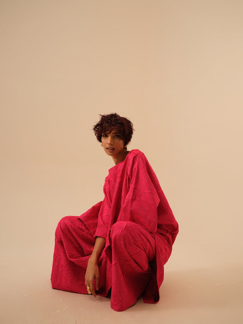 Brook Tunic-Pink crushed silk kaftans and tunics by Stoique in pink for women Worldwide