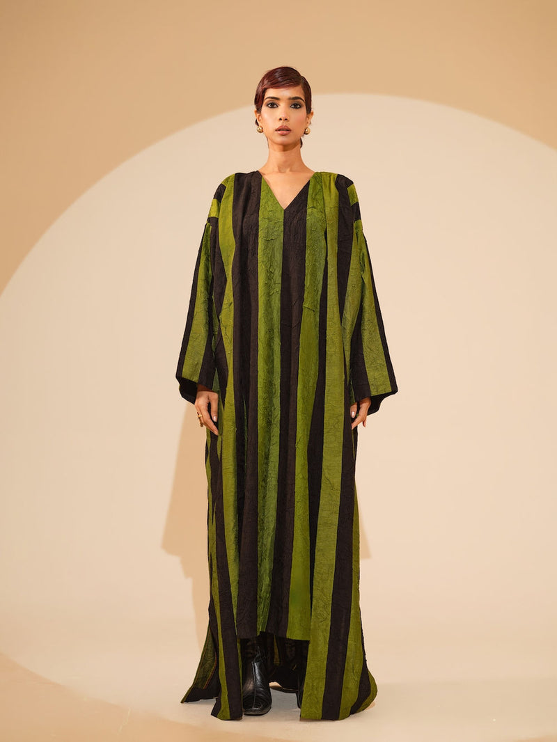 Twin Overlay-Jade + Black crushed silk jacket/overlay by Stoique in jade, black for women Worldwide