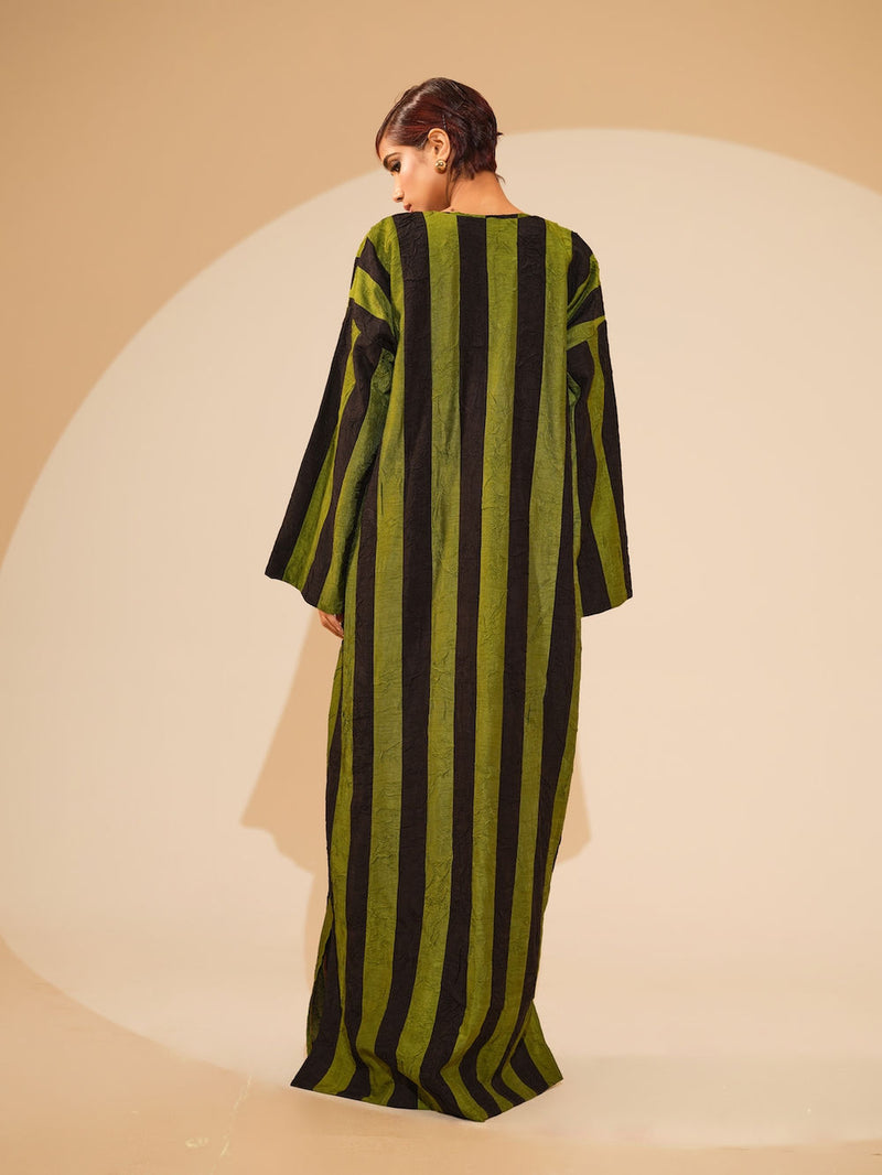 Twin Overlay-Jade + Black crushed silk jacket/overlay by Stoique in jade, black for women Worldwide