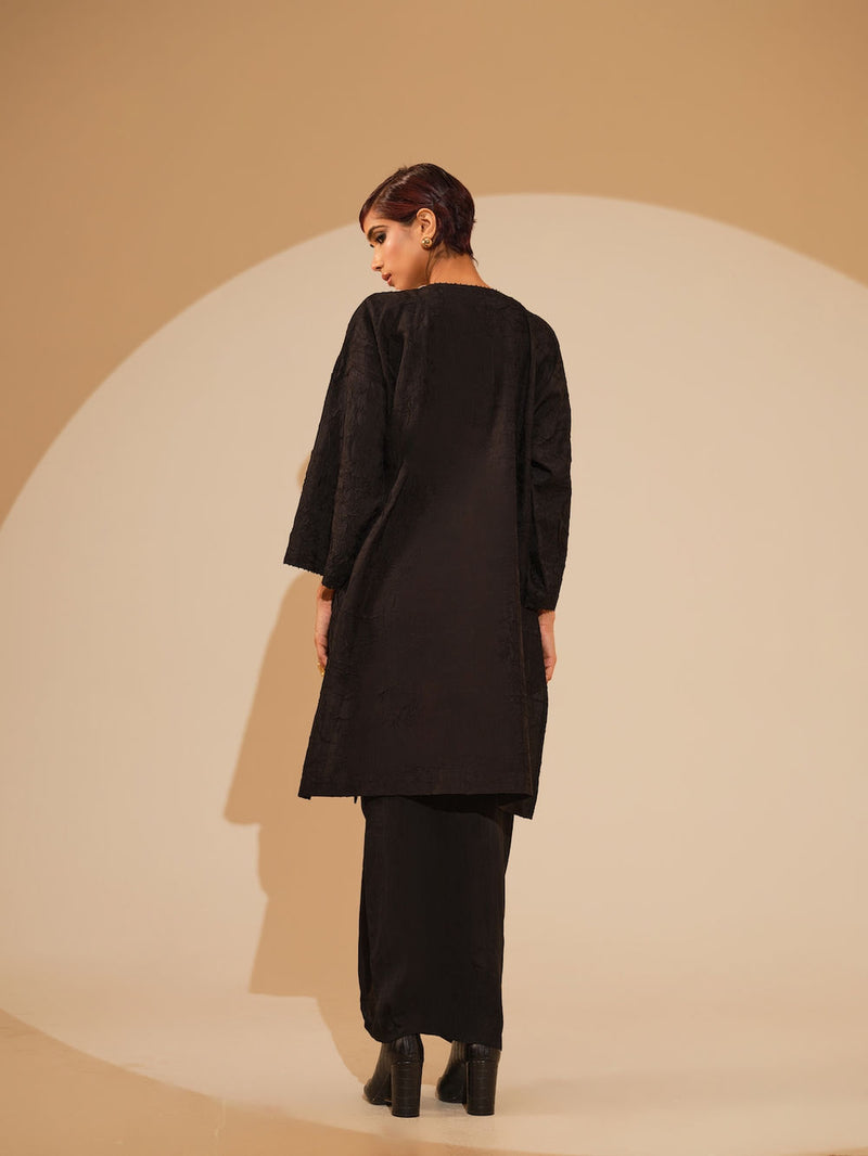 Found Skirt-Black mysore silk skirt by Stoique in black for women Worldwide