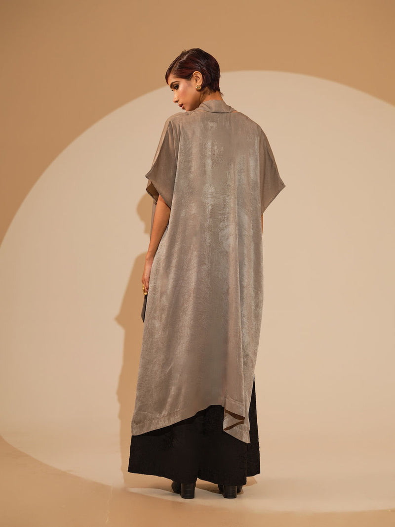 Days Tunic-Grey + Black velvet silk tunics/kaftan by Stoique in grey, black for women Worldwide
