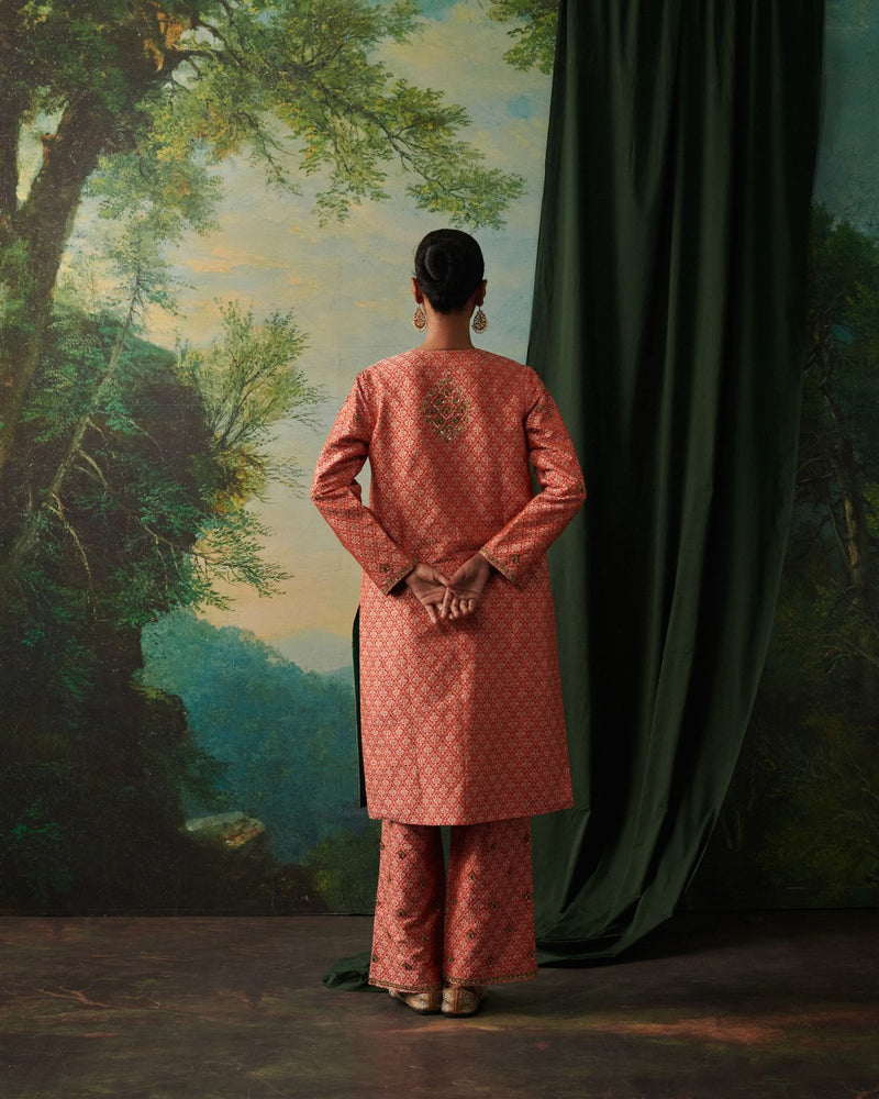 ALFIA & RUHAB KURTA & PANT georgette by Rashika Mittal in orange color for women Worldwide