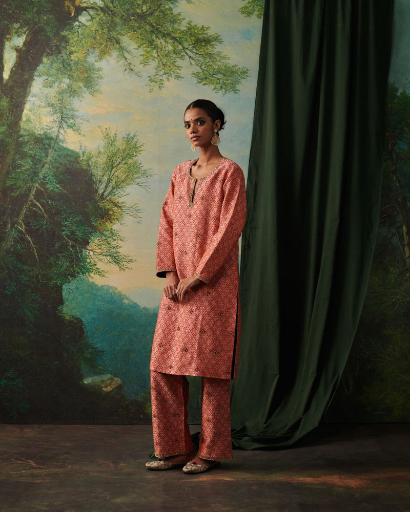 ALFIA & RUHAB KURTA & PANT georgette by Rashika Mittal in orange color for women Worldwide