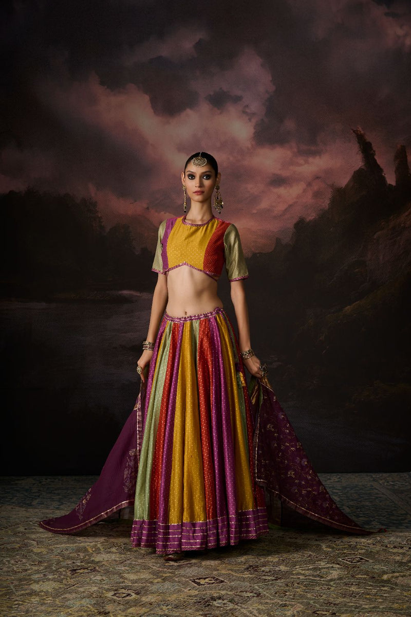 AMAL SKIRT chanderi by SWATTI KAPOOR in multi color for women Worldwide