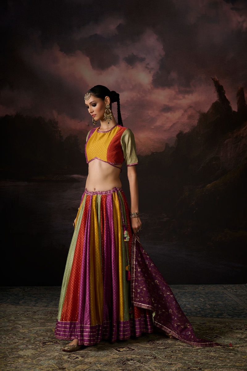 AMAL SKIRT chanderi by SWATTI KAPOOR in multi color for women Worldwide