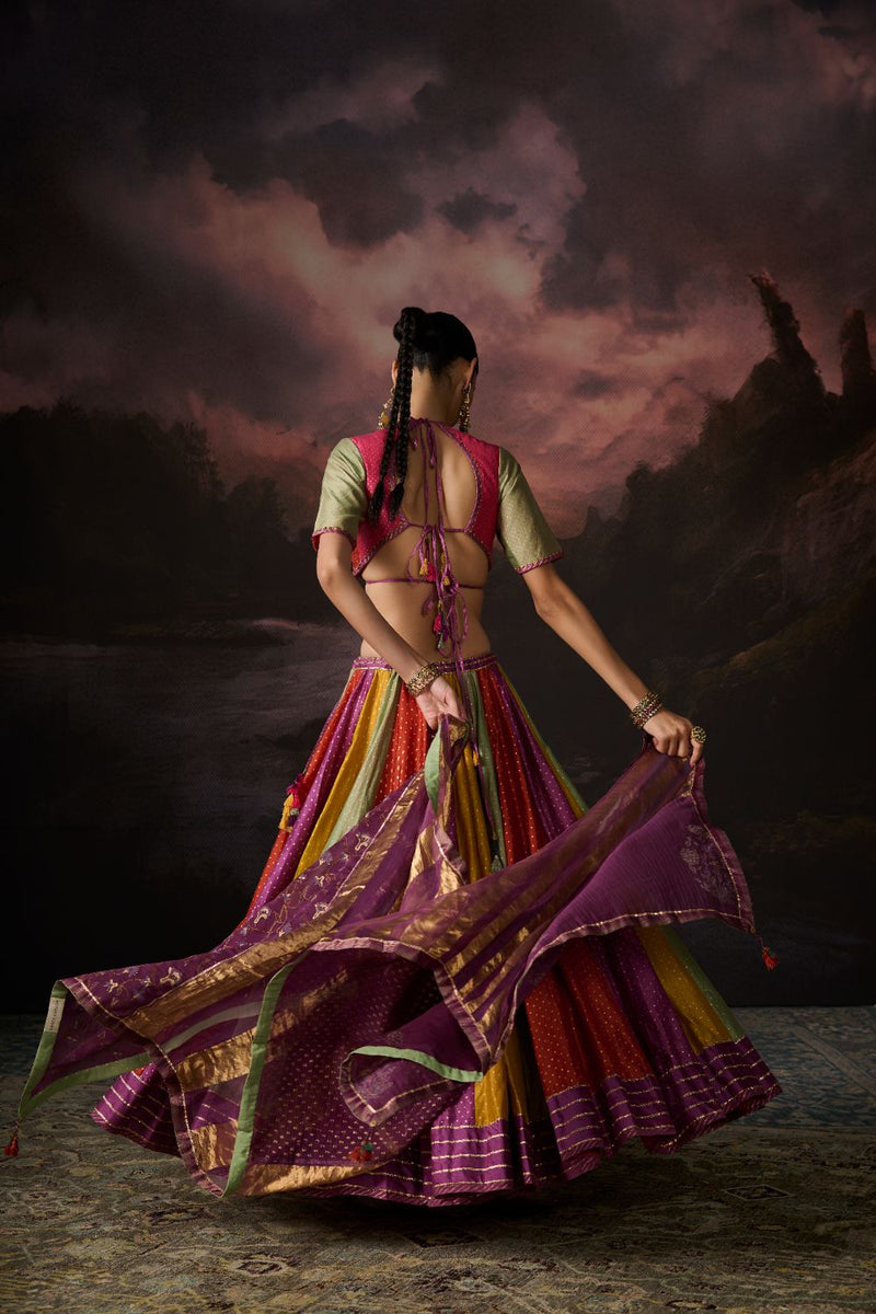 AMAL SKIRT chanderi by SWATTI KAPOOR in multi color for women Worldwide