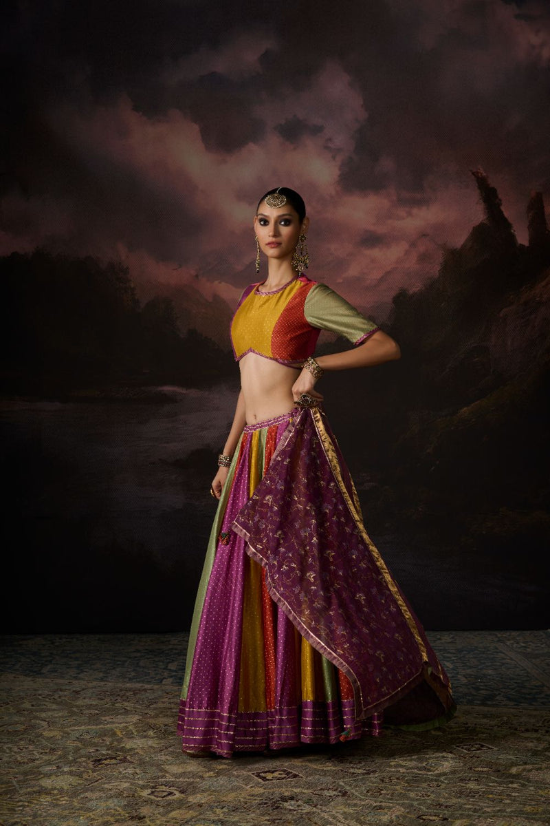 AMAL SKIRT chanderi by SWATTI KAPOOR in multi color for women Worldwide