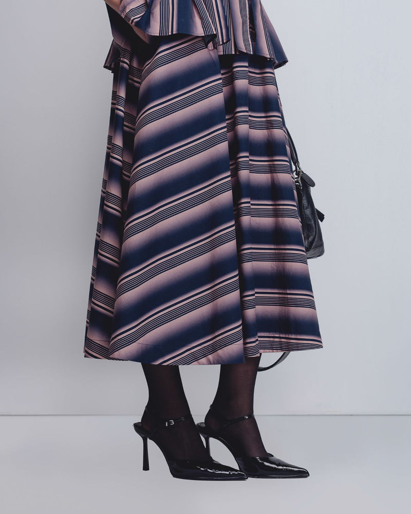 Ame Dress - Pink + Navy Stripe cotton by Leh Studios in pink color for women Worldwide