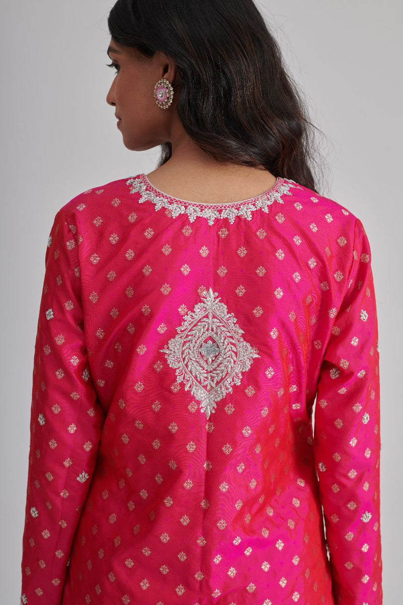 AMYRA & ADYA KURTA & PANT silk by Rashika Mittal in pink color for women Worldwide