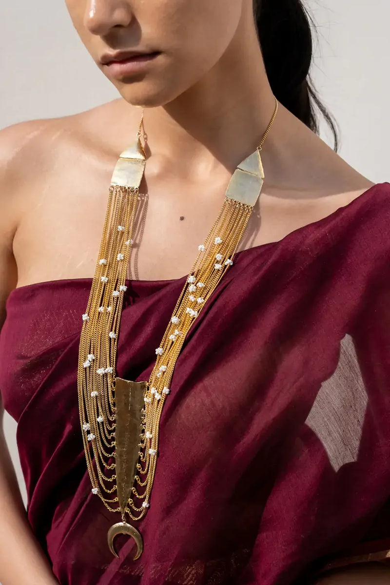 Champa Haar by Aarjavee in gold color for women Worldwide