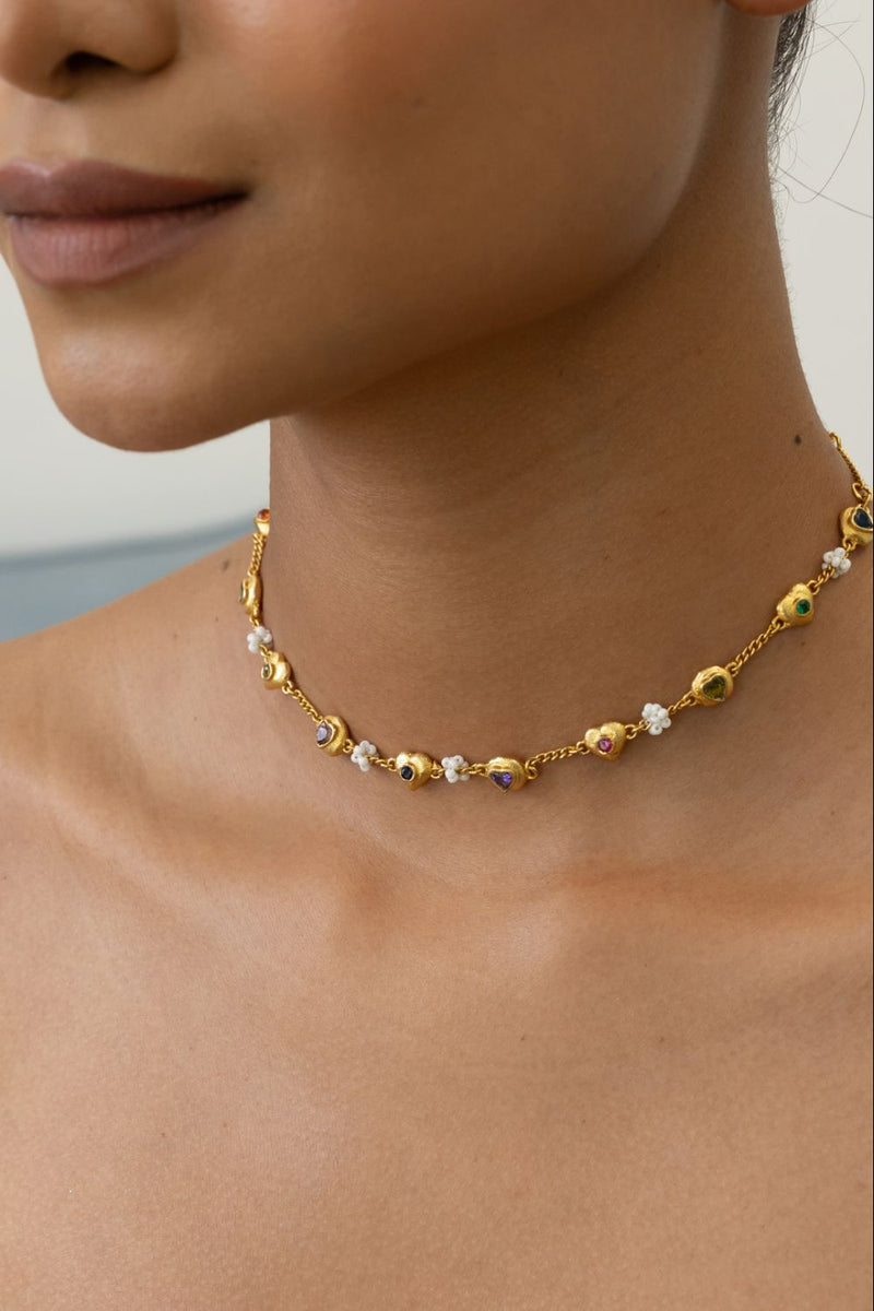 AN31G Juicy Chain 18k gold plated on brass neckpiece by Aarjavee for women Worldwide