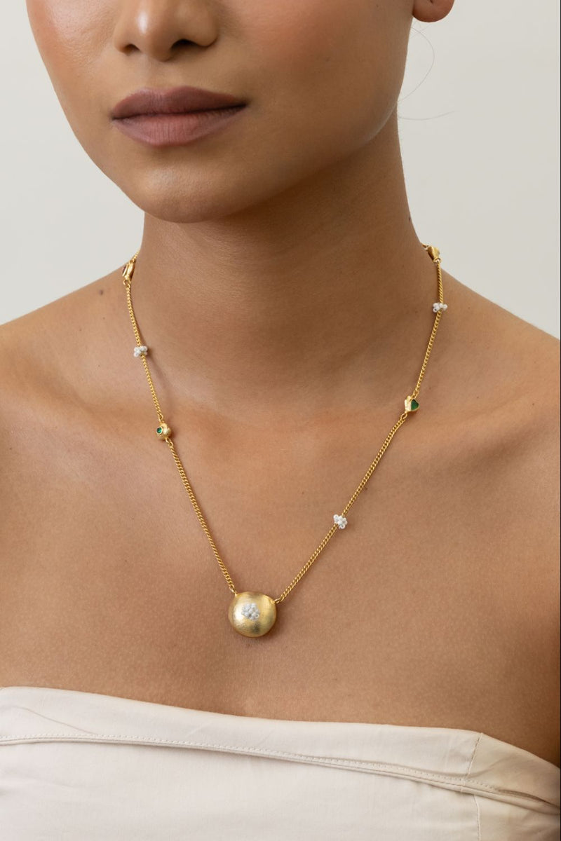 AN33G Bubble Pendant 18k gold plated on brass neckpiece by Aarjavee for women Worldwide
