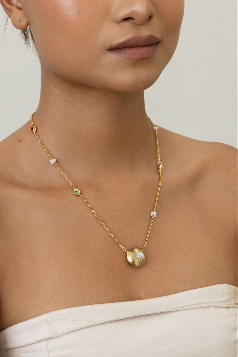 AN33G Bubble Pendant 18k gold plated on brass neckpiece by Aarjavee for women Worldwide