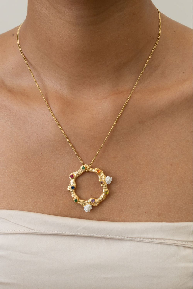 AN35G The Summer Circle 18k gold plated on brass neckpiece by Aarjavee for women Worldwide