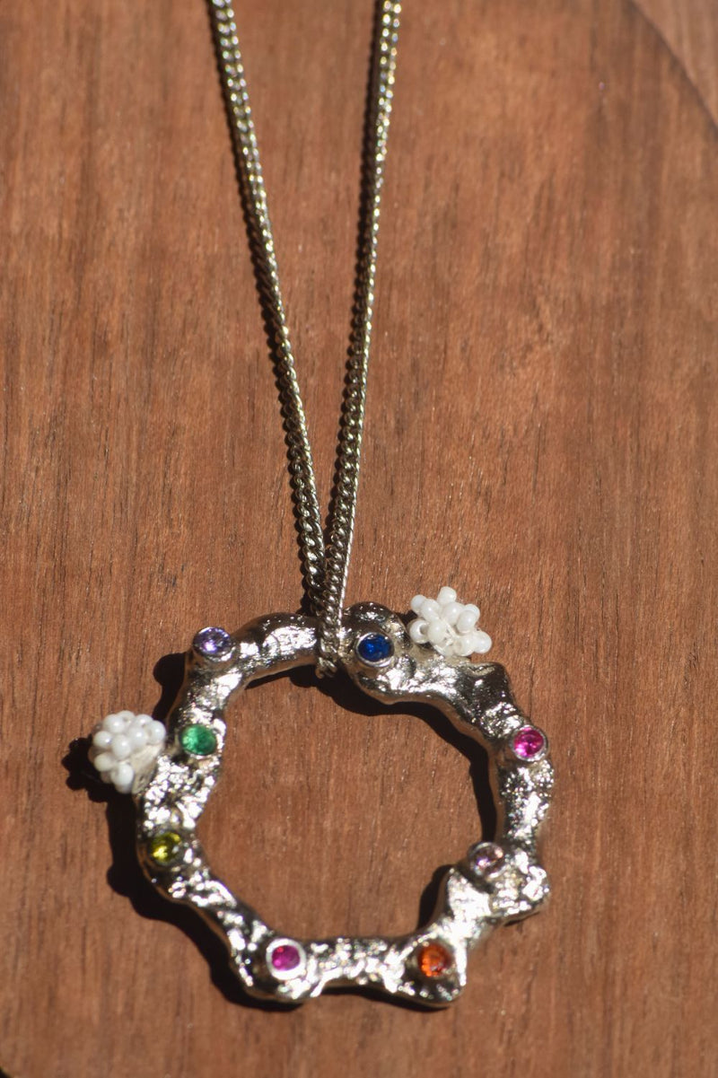 AN35S The Summer Circle 18k gold plated on brass neckpiece by Aarjavee for women Worldwide