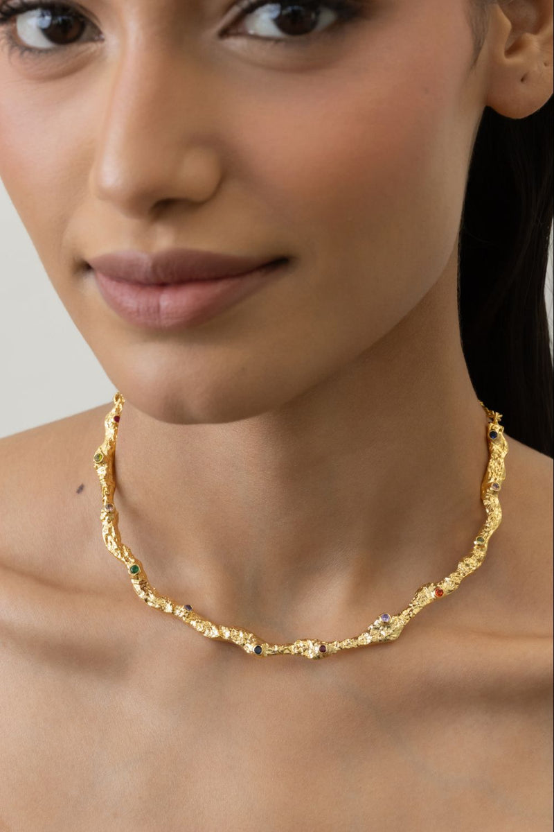 AN36G Melon Hasli 18k gold plated on brass neckpiece by Aarjavee for women Worldwide