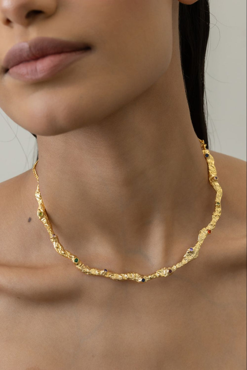 AN36G Melon Hasli 18k gold plated on brass neckpiece by Aarjavee for women Worldwide