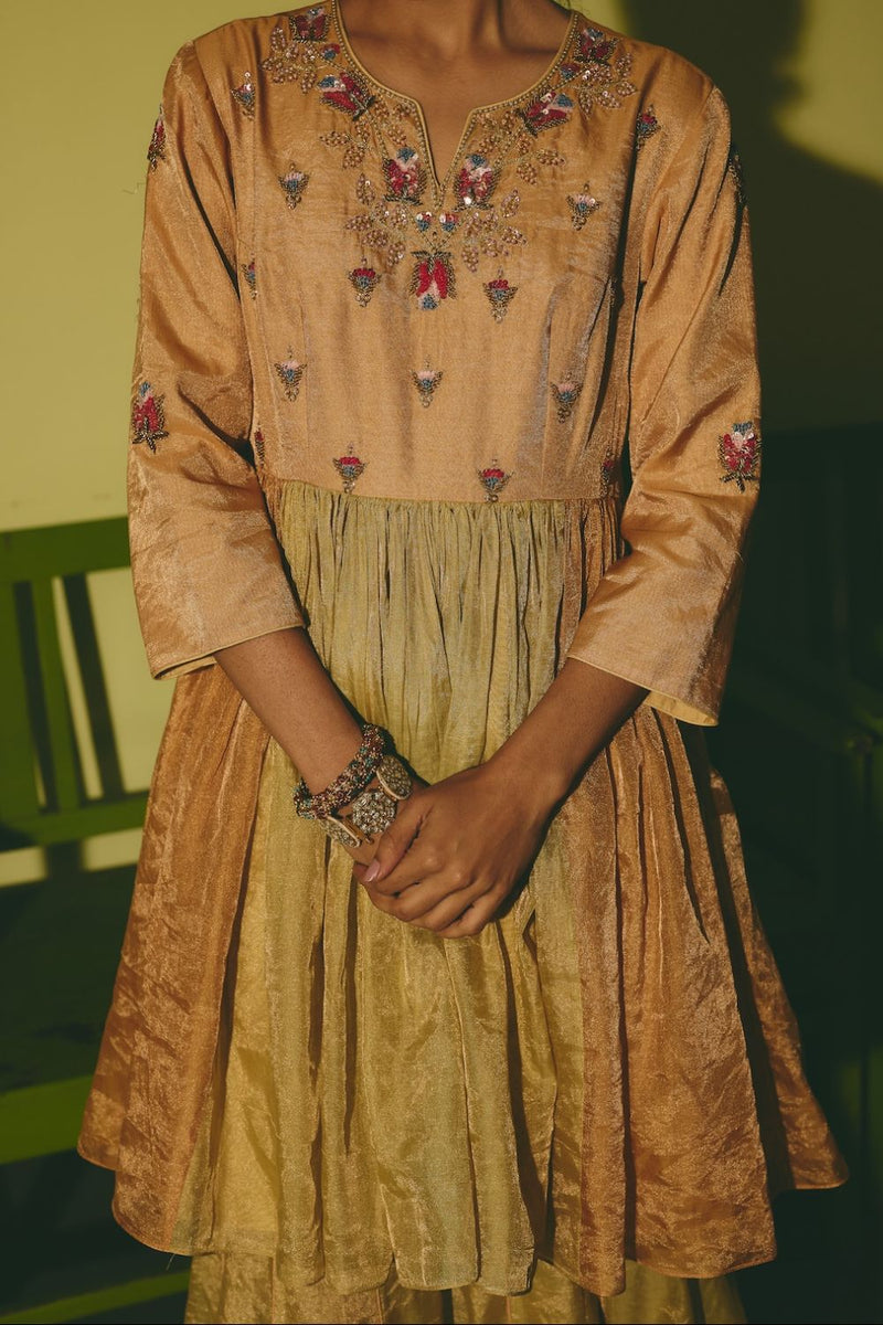 ANANYA & TAVISHI KURTA & SHARARA tissue by Rashika Mittal in multi color for women Worldwide