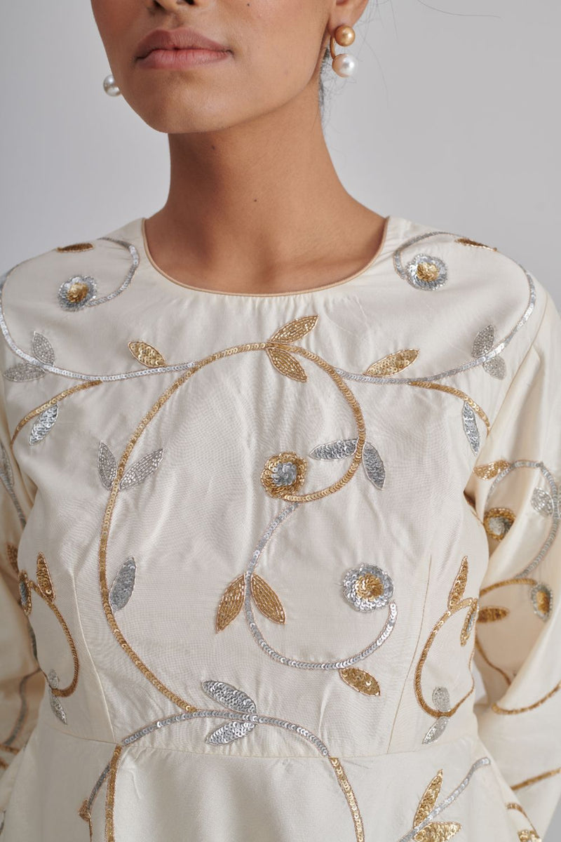 ANIKA & MAHBOOB CO-ORD SET silk by Rashika Mittal in ivory color for women Worldwide