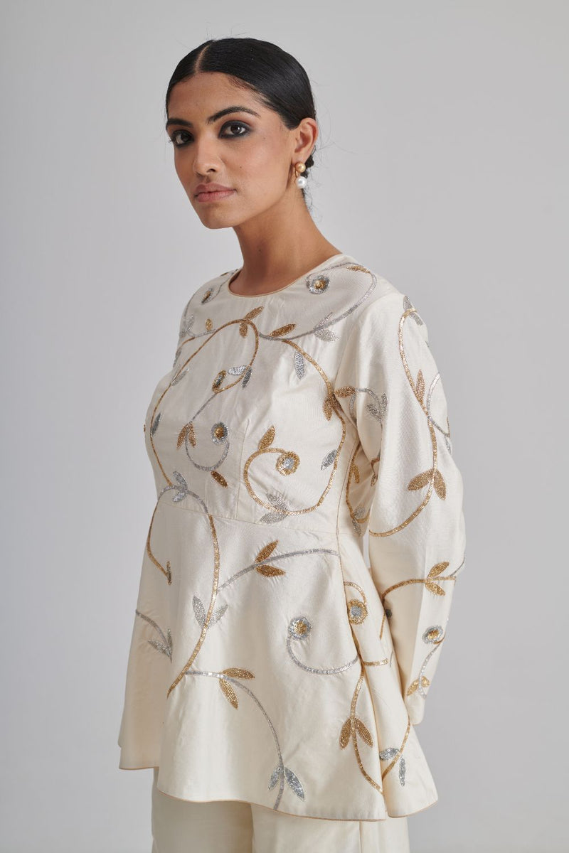 ANIKA & MAHBOOB CO-ORD SET silk by Rashika Mittal in ivory color for women Worldwide
