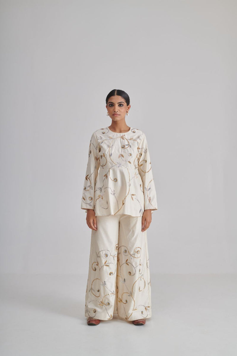 ANIKA & MAHBOOB CO-ORD SET silk by Rashika Mittal in ivory color for women Worldwide