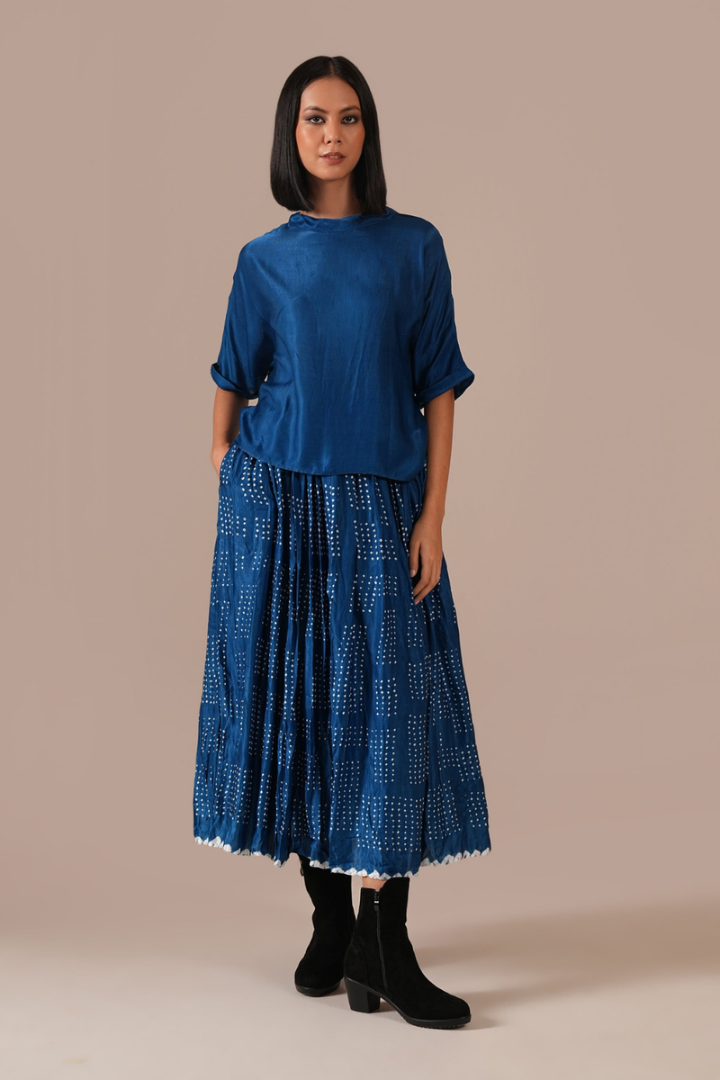 AUTUMN BREEZE SET silk by Indigo Dreams in blue color for women Worldwide