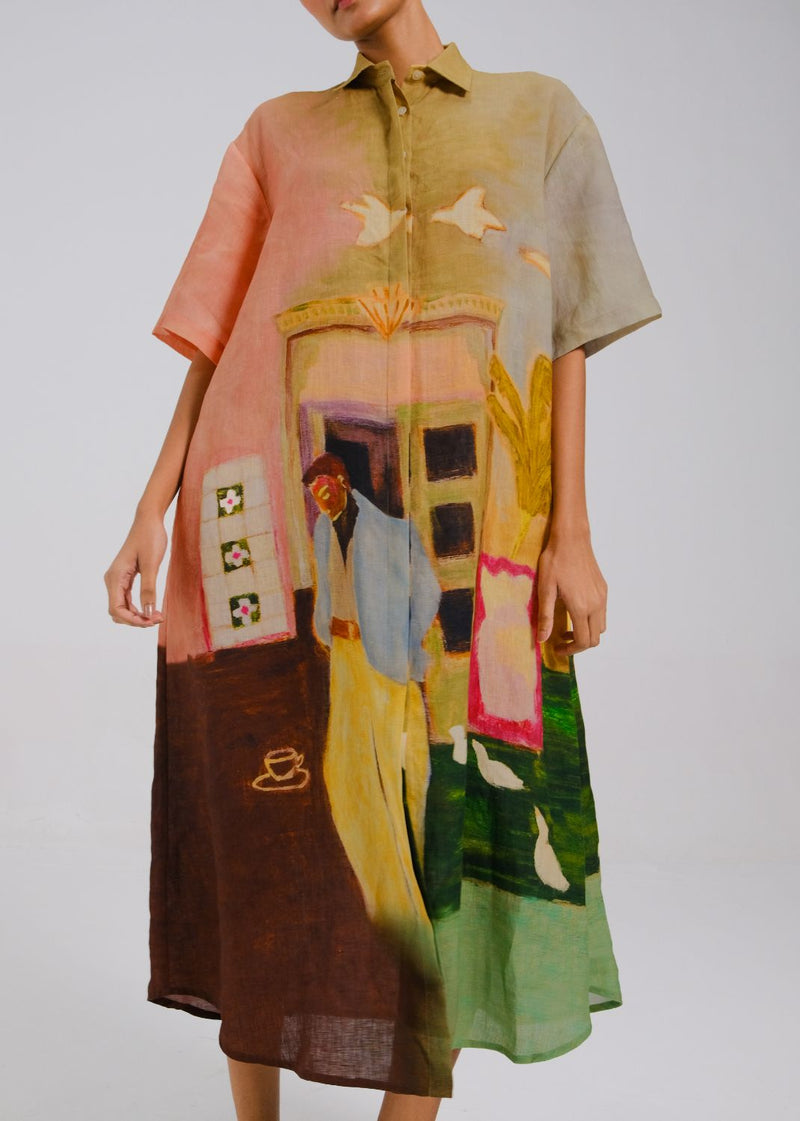 AVA DRESS - MORNING COFFEE all linen by CORD for women Worldwide
