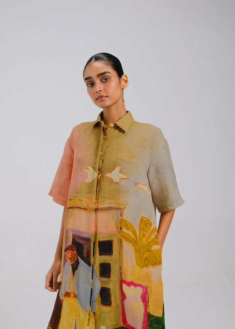 AVA DRESS - MORNING COFFEE all linen by CORD for women Worldwide