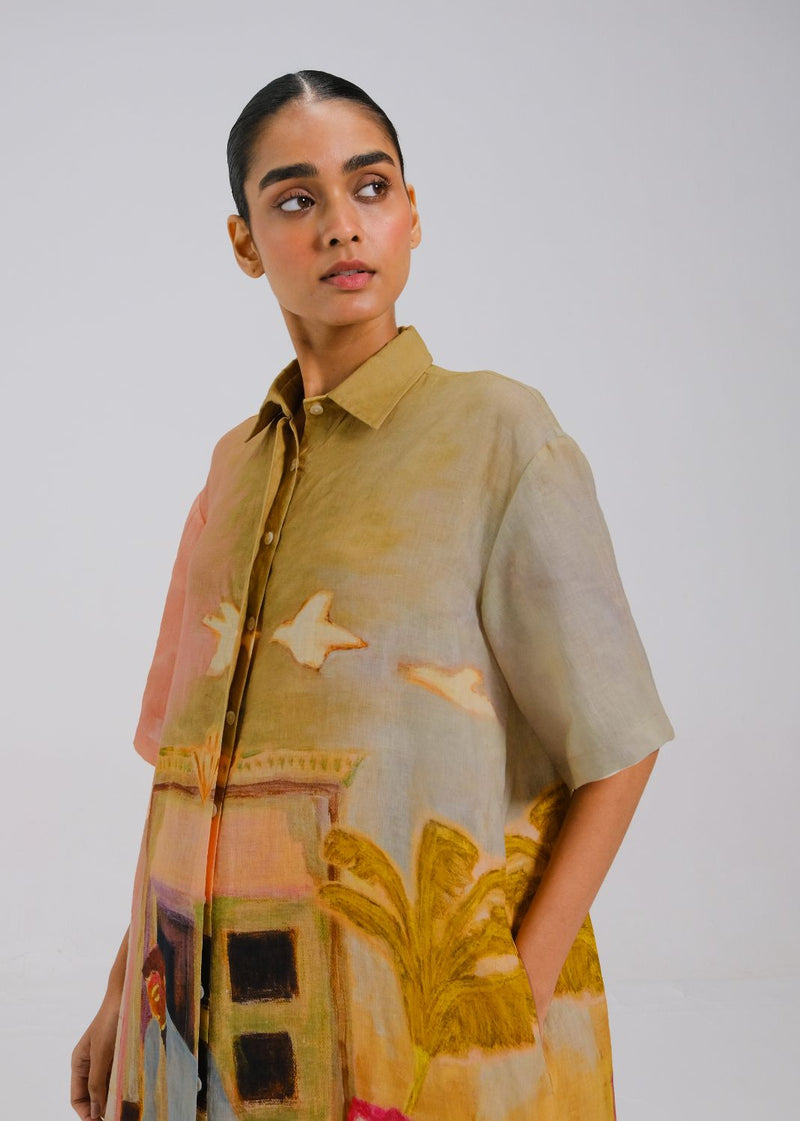AVA DRESS - MORNING COFFEE all linen by CORD for women Worldwide